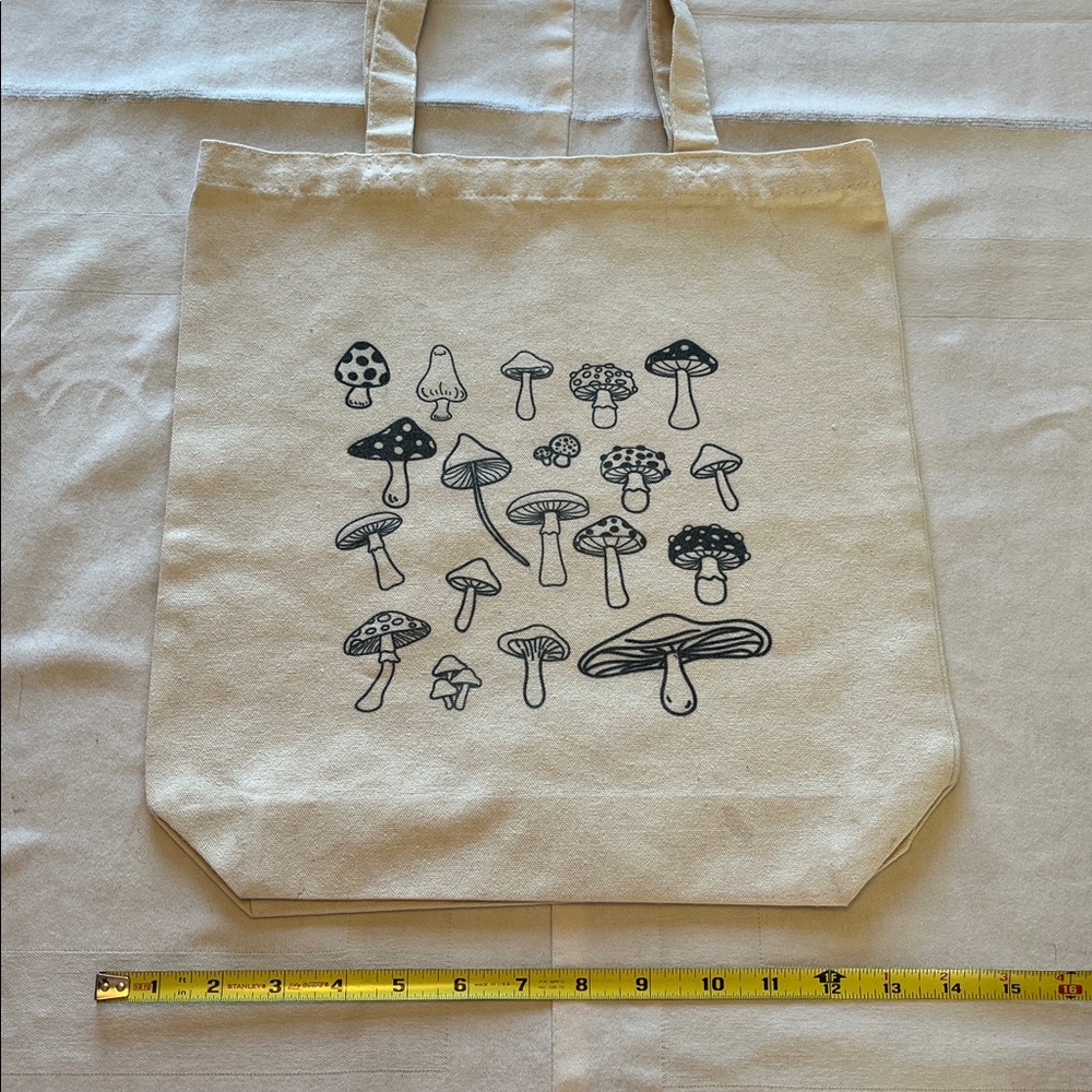 Canvas Tote Bag with Mushroom Design - Picture 3 of 7